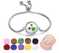 SIXDUTON Bracelets Aromatherapy Bracelet Stainless Steel Aromatherapy Adjustable Bracelet Set with 10 Refill Pads for Men and Women, Eine Grösse, Stainless Steel, No gemstone.