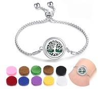 SIXDUTON Bracelets Aromatherapy Bracelet Stainless Steel Aromatherapy Adjustable Bracelet Set with 10 Refill Pads for Men and Women, Eine Grösse, Stainless steel, No gemstone.