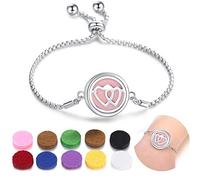 SIXDUTON Bracelets Aromatherapy Bracelet Stainless Steel Aromatherapy Adjustable Bracelet Set with 10 Refill Pads for Men and Women, Eine Grösse, Stainless Steel, No gemstone.