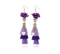 SIXDUTON Halloween Skeleton Rose Tassel Earrings | Unique skeleton rose design with tassels, perfect for Halloween, gift carnival and gothic festivals