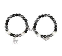 SIXDUTON Pack of 2 Kitty Spider Magnetic Matching Couple Bracelets, Distance Relationship Bracelets for Couples and Best Friends, Gift for Valentine's Day, Anniversary Day (Cats & Bats)