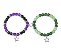SIXDUTON Pack of 2 Magnetic Matching Bracelets, Spider Kitty Long Distance Relationship Bracelets for Couples and Best Friends, Gift for Valentine's Day, Anniversary Day and Halloween, Stars & Stars