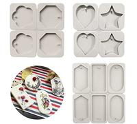 Sixfolo 3Pcs Silicone Wax Molds,Different Shapes Epoxy Resin Molds with Hanging Hole Chocolate Candy Mould Silicone Fondant Baking Mold for DIY Jewelry Pendant Necklace Keychain Crafts Making