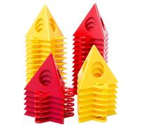 Sixfolo 40 Pcs Paint Pyramid Stands Triangle Canvas And Cabinet Door Risers Plastic Cone Paint Stand Mini Canvas Support Stands for Cabinet Door Paint Pouring (Yellow,Red)