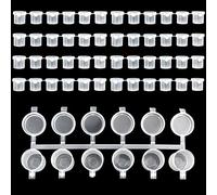 Sixfolo 48Pcs Empty Paint Pots with Lids 10ml Mini Paint Strips Small Paint Storage Pots Clear Plastic Paint Pots for Kids Classrooms School Arts and Crafts Paint(8 Strips)