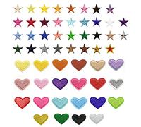Sixfolo 56Pcs Embroidered Patches,Small Heart Iron On Patches Star Sew On Patches Mini Applique Patches Embroidered Patches Stickers for Bags, Shoes, Hats, Clothes Embellishments and Repair