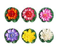 Sixfolo 6 Pieces Artificial Water Lilies for Ponds,10 cm 6 Colors