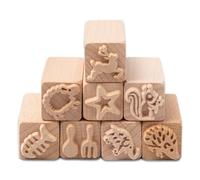 Sixfolo 8 Pcs Pottery Tools Stamps Set Natural Wood Stamps for Clay Square Pottery Stamp Wooden Block Stamp with Animal Patterns for Scrapbook,Card Making,Crafts (5 x 2 x 2 cm)