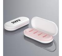 SIXFU Portable Storage Box Case for Apple Pencil Tips, Apple Pencil Pro / 2nd Generation/ 1st Generation/USB-C Tips Case.(4 Tip Slot,White+Pink)