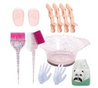 SIXHANS 10PCS Professional Hair Dye Kit -Salon Grade Coloring Tools with Pink Hair Dye Mixing Bowl, Dye Brushes&Comb, Gloves, Ear Protector & Clips for DIY Bleaching & Hair Coloring at Home