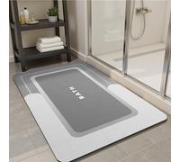 SIXHOME 50 * 80cm Square Grey Bath Mat Non Slip Anti Mould Bathroom Mat Quick-drying Bathroom Carpet Rubber Non-slip Bottom for Bathroom