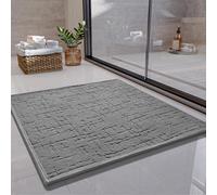 SIXHOME 60 x 60 cm Light Grey Bath Mat - Super Absorbent, Non-Slip, Washable Bathroom Rug With Rubber Back for Shower