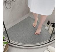 SIXHOME 80 * 80cm Sector Grey Loofah Shower Mats for Inside Shower Non Slip Soft Textured Anti Mould PVC Bath Mat for Bathroom Wet Shower Areas