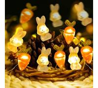 SIXIUDIA Easter Decorations Lights 20LEDs Bunny Carrot String Lights Battery Operated, Decor Spring Rabbit Fairy Lightsfor Home Indoor Outdoor Easter Basket Eggs Party