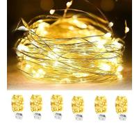 SIXIUDIA Fairy Lights, Battery Operated Micro Fairy Lights 6Pcs2m 20 Warm White LEDs ，Small Warm White String Lights for Bedroom Outside Jars Decorations