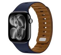 Sixmoat Clip Magnetic Bands Compatible with Apple Watch 49mm 46mm 45mm 44mm 42mm Silicone Leather Breathable Strap Compatible with iWatch Ultra SE Series 11 10 9 8 7 6 5 4 3, Indigo-Brown
