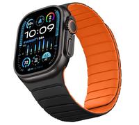 Sixmoat Double Sided Reversible Strap Compatible with Apple Watch 42mm (Series 11/10) 41mm 40mm 38mm, Magnetic WristBand Soft Silicone Bands for iWatch SE Series 11 10 9 8 7 6 5 4 3, Black-Orange