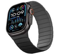 Sixmoat Double Sided Reversible Strap Compatible with Apple Watch 42mm (Series 11/10) 41mm 40mm 38mm, Magnetic WristBand Soft Silicone Bands for iWatch SE Series 11 10 9 8 7 6 5 4 3, Black-Grey