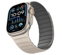 Sixmoat Double Sided Reversible Strap Compatible with Apple Watch 49mm 46mm 45mm 44mm 42mm, Magnetic WristBand Soft Silicone Bands for iWatch Ultra 3 2 1 SE Series 11 10 9 8 7 6 5 4 3, Beige-Grey
