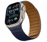 Sixmoat Double Sided Strap Compatible with Apple Watch 49/46/45/44/42mm | Magnetic Reversible Wristband Soft Silicone Band for iWatch Ultra 4 3 2 SE Series 12 11 10 9 8 7 6 5 4 3, Brown-Indigo