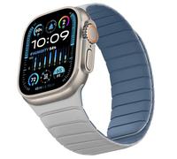 Sixmoat Double Sided Strap Compatible with Apple Watch 49/46/45/44/42mm | Magnetic Reversible Wristband Soft Silicone Band for iWatch Ultra 4 3 2 SE Series 12 11 10 9 8 7 6 5 4 3, Misty Grey-Blue