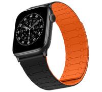 Sixmoat Double Sided Wearable Magnetic Straps Compatible with Apple Watch Strap 42mm(Series 10/11) 41mm 40mm 38mm for Men Women,Soft Silicone Band for iWatch SE Series 11 10 9 8 7 6 5 4 3,Black-Orange