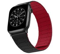 Sixmoat Double Sided Wearable Magnetic Straps Compatible with Apple Watch Strap 42mm(Series 10/11) 41mm 40mm 38mm for Men Women, Soft Silicone Band for iWatch SE Series 11 10 9 8 7 6 5 4 3, Black-Red