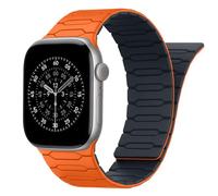 Sixmoat Magnetic Band Compatible with Apple Watch Strap 42mm(Series 10/11) 41mm 40mm 38mm for Men Women, Sport Silicone Magnetic Loop Strap for iWatch SE Series 11 10 9 8 7 6 5-1, (Orange-Midnight)
