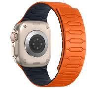 Sixmoat Magnetic Band Compatible with Apple Watch Strap 49mm 46mm 45mm 44mm 42mm for Men Women, Sport Silicone Magnetic Loop Strap for iWatch Ultra SE Series 11 10 9 8 7 6 5-1, (Orange-Midnight)