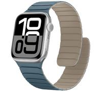 Sixmoat Magnetic Silicone Straps Compatible with Apple Watch 42mm(Series 10) 41mm 40mm 38mm, Soft Sport Wristband for Men Women Compatible with iWatch Ultra SE Series 10 9 8 7 6 5 4 3, Dune-Cloud Blue