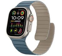 Sixmoat Magnetic Silicone Straps Compatible with Apple Watch 49mm 46mm 45mm 44mm 42mm, Soft Sport Wristband for Men Women Compatible with iWatch Ultra SE Series 10 9 8 7 6 5 4 3, Dune-Cloud Blue