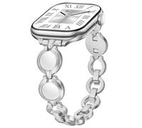 Sixmoat Slim Strap Compatible with Apple Watch Strap for Women 42mm 44mm 45mm 46mm 49mm, Thin Metal Dressy Bracelet for iWatch Ultra SE Series 11 10 9 8 7 6 5 4 3 2 1, (Silver)