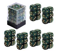 SIXPOINTS 36Pcs 12mm/0.47inch Mini Dice Set,Colours D6 Game Dice Set, 6 Sided Standard Dices for MTG,DND,Yahtzee, Bunco or Teaching Math Board Game,with Portable Plastic Box (Green Pearl)