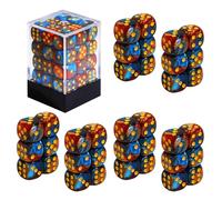 SIXPOINTS 36Pcs 12mm/0.47inch Mini Dice Set,Colours D6 Game Dice Set, 6 Sided Standard Dices for MTG,DND,Yahtzee, Bunco or Teaching Math Board Game,with Portable Plastic Box (Dark Red Blue Swirl)
