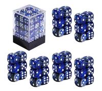 SIXPOINTS 36Pcs 12mm/0.47inch Mini Dice Set,Colours D6 Game Dice Set, 6 Sided Standard Dices for MTG,DND,Yahtzee, Bunco or Teaching Math Board Game,with Portable Plastic Box (Dark Blue White Swirl)
