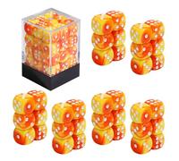 SIXPOINTS 36Pcs 12mm/0.47inch Mini Dice Set,Colours D6 Game Dice Set, 6 Sided Standard Dices for MTG,DND,Yahtzee, Bunco or Teaching Math Board Game,with Portable Plastic Box (Yellow Orange Swirl)