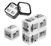SIXPOINTS 4PCS Creative Five-Line Staff Music Note Dice Set,2 High Voices +2 Low Voices Five-Line Music Note Dice (24 Notes) with Box, Large 25mm Music Theory Dice for Classroom Music Games