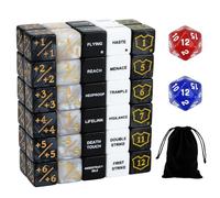 SIXPOINTS 62Pcs MTG Dice Counters Plus 1 Tokens Marble D6 Abilities Keywords Dice Creature Stats Buff Tokens 6 Sided & D20 Dice Set for Magic The Gathering, MTG, TCG, Card Games Accessories