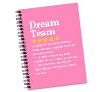 Sixrip Dream Team Definition Pink Notebook - 160 Blank Pages, Spiral Notebook for Office Worker, Sweet Team Member Gifts for Promotions & Thank You Celebrations - Work Bestie, Employee & New Job Gifts