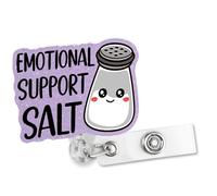 Sixrip Emotional Support Salt Badge Reel, Funny Mental Health Glitter Retractable with Shark Clip Badge Reel Gifts for Therapist Social Worker Nurse Doctor Teacher, Gifts for Psychologist