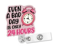 Sixrip Even A Bad Day is Only 24 Hours Badge Reel, Funny Mental Health Badge Holder Gifts for Therapist Social Worker Nurse Doctor Psychologist Teacher Office Staff, Graduation Gifts for Nurse Doctor