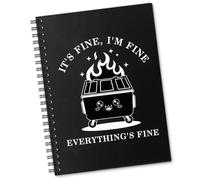 Sixrip It's Fine I'm Fine Everything's Fine 160 Pages Lined Spiral Notebook, Dumpster Fire Notebook, Mental Health Gifts for Men Women, Christmas Birthday Gifts For Friends Family Coworker Introvert