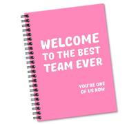 Sixrip Welcome to The Best Team Ever Pink Notebook - 160 Blank Pages Spiral Journal for Office Worker, New Hire Welcome Gifts, Employee Appreciation Present, Team Member Gifts for Coworker Colleague