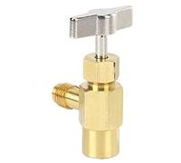 SIXRUN 1/2ACME R134A Refrigerant Bottle Valve, T-Shape Brass Can Opener for Air Conditioning Tool with Ergonomic Handle 1/4SAE