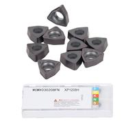SIXRUN 10Pcs Carbide Turning Inserts, Coated CNC Lathe Insert WCMX for Indexable Lathe Turning Tool, Cutting, Wear Resistance, Plastic Box for Metalworking Users (WCMX030208FN)