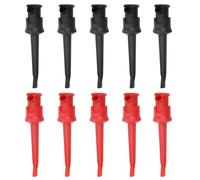 SIXRUN 10pcs P5002 Test Hook Clips, Gold Plated Copper Multimeter Probes with Solder Port for IC Testing and Phone Repair (five black and five red)