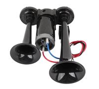 SIXRUN 130dB Dual Trumpet Metal Air Horn Kit, 24V Train Truck Van Yacht Horns with Compressor