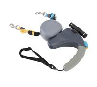 SIXRUN 2 Dog Retractable Leash with 360° Rotation, LED Light 3 Meters, Double Headed Dog Leash for Skin Friendly Materials, Shock Absorbing Cushion, Ergonomic Handle (Grey)
