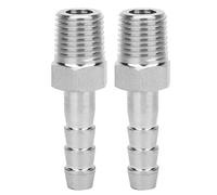SIXRUN 2Pcs 1/4in Stainless Steel BSPT Male Thread Connector Barb Joint Quick Coupling Connector Pipe Fitting for Air Pipe Connection in Pneumatic Equipment (BSPT1/4-8mm)