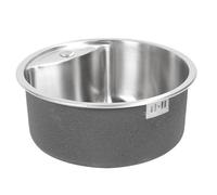 SIXRUN 304 Stainless Steel Round Bar Sink, 45x45x20cm Single Bowl with | resistant Brushed Finish, Compact Design for Kitchen Bar Bathroom, Easy-clean Curved , Pre-drilled Faucet Hole